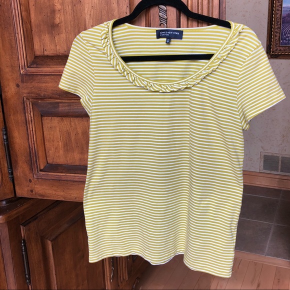 Jones New York Striped Short Sleeve Tee Shirt - Picture 1 of 4
